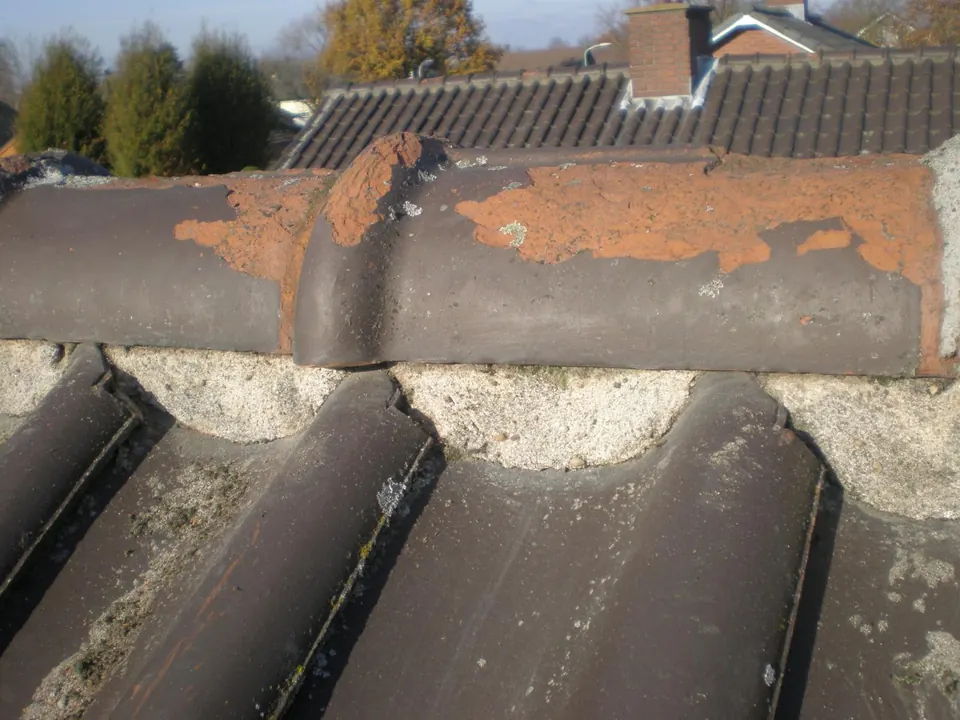 Oude nokvorsten met brokkelige cementspecie